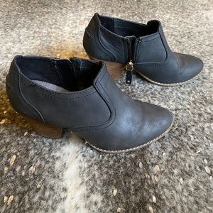 Distressed Black Heeled Ankle Booties - Dr. Scholl's